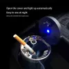 Posacenere per auto a spinta con luce a LED Supporto per posacenere senza fumo per veicolo portatile semplice multifunzionale Interno