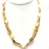 7mm 18 K Stamp Solid Yellow Gold GF DIY Necklace Gold Flat Chain Handwork Link 27" 31" 35 inch Jewelry Men and wome