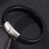 Bangle Drop Trendy Men Jewelry Red Braided Leather Rope Bracelet Black Magnetic Buckle Bracelets Punk Wrist Band Hombre