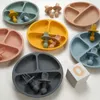Set di piatti in silicone solido di moda per bambini piccoli che si allenano per l'alimentazione Set di piatti per l'apprendimento del bambino con forchetta e cucchiaio senza BPA 210226