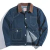 Maden Denim Jean Jackor för män Loose Cowboy Casual Vintage Blue Coat Peatch Corduroy Bomull Ficka Safari Jacka Man Kläder 220301