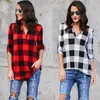 Misshow Casual Red Plaid Women Bluses Red Black Check Boyfriend Style Shirts Loose Camisa Tops Autumn 5xl Plus Size 210308