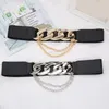 Riemen meerlagige ketting dames riem elastische stretch gold sliver metalen gesp bakken riemen mode wilde jas jurk pu lederen taillebandbelts doen