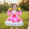 Kids Spanish Lolita Pink Jurken voor Baby Meisjes Boutique Kleding Meisje Spanje Baljurken Kinderen Verjaardag Jaar Party Kleding 210615