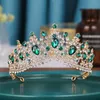Diadema e corone vintage barocco con strass di cristallo verde alla moda per accessori per capelli da sposa da sposa principessa regina gioielli regalo H0827