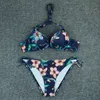 Seksi Bikini Mayo Kadınlar Push Up Bikini Set Baskı Çiçekler Mayo Brezilyalı Beach Iki Plece Mayo Giymek L 210630