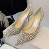French dress bridal wedding shoes temperament pointed shallow mouth fashionable crystal sparkling stiletto heels