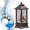 Kerzenhalter, Weihnachtslaterne, batteriebetriebene LED-Lampe, dekorative Tischdekoration (roter Rahmen, Weihnachtsmann)
