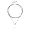 Designer Necklace fashion Key Lock Double Layer Punk Link Chain Pendant Hiphop Women Fashion Gothic Jewelry217l5579526