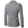 Casual Plaid Print Men Blazer Fashion Long Sleeve Wedding Dress Coat Autumn White Social Business Mens Jacket244g