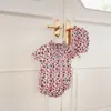Spring Baby Girl Body Floral Manches courtes Combinaison avec Cap Born Style Mignon Vêtements pour enfants E05 210610