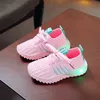 Child Sport Shoes Spring Luminous Fashion Breathable Kids Boys Net Shoes Girls Anti-Slippery Sneakers With Light Running Shoes 210303