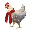 Christmas Decorations Light-up Chicken With Scarf Holiday Decor Led Flat 3d Outdoor Lights Statue Garden Yard Ornament #T2G