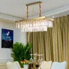 Lustre rectangulaire doré en cristal, luminaire décoratif de luxe moderne, idéal pour une salle à manger, un hôtel ou un bar
