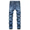 Zipper Jeans Pattern Print Mens Slim Ripped Light Washed Biker Genouillères Denim Vêtements Pantalon Droit Skinny Slim Fit260D