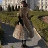 Kvinnors Fur Faux Le Palais Vintage 2022 Vår Original Leopard Print V-Neck Collect Midja Miljövänliga Mode Eleganta Jacker Kvinnor