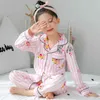 Baumwolle Kinder Pyjamas Set Herbst Frühling Kinder Langarm Nachtwäsche Anzug Schöne Mädchen Nette Hause Tuch Kleinkind Pyjamas 211130