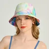 패션 여성 양동이 여름 면화 평면 태양 가역 넥타이 염료 어부 모자 야외 스포츠 여행 해변 모자