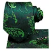 Cravatta da uomo verde floreale Cravatta di seta paisley Set di fazzoletto da taschino per cravatte di smeraldi da lavoro per feste Regalo all'ingrosso Hi-Tie SN-3206