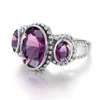 Bague améthyste violette pour femmes argent 925 bijoux fins pierres précieuses ovale bohême fête Anillos Para Mujer la nouvelle liste