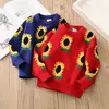 Baby Flower Sweater Outono Inverno Crianças Crianças Crianças Crianças Causal Pullover Manga Longa Tops de malha para meninas 210529