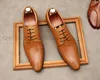 Zakelijke Kantoor Mannen Jurk Trouwschoenen Italië Design Formele Zwarte Khaki Luxe Hoge Kwaliteit Real Cowhide Leather Oxford Man Shoe