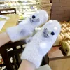 Fingerless Gloves Winter Female Fur Blended Warm Women Handmade Lovely Doll With Cute Mittens