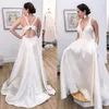 Abiti da sposa da sposa per matrimoni semplici in raso abito da spicco a V CRISS CROVE CROVE CRASCIO GLIOVO DEGLIO DOPO DI SPAGNO ALLA SEACHE SEACHE VESTODO DE NOVIA Custom Made 403 403