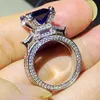 Choucong markası benzersiz lüks mücevher 925 STERLING Gümüş Mavi Safir Büyük CZ Elmas Partisi Eiffel Tower Kadınlar Alyans252H8622891