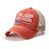 Donald Trump 2024 Baseballkappe Patchwork Washed Distressed Outdoor Sports bestickt Trumps The Sequel Mesh Hats DD200