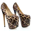 Mode Ultra High Heels 20 / 22cm Plattform Kvinnors Party Skor Sexig Rund Toe Lacke Läder Kvinna Pumpar Leopard Storlek: 34--47