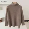 WYWM Turtle Neck Cashmere Sweater Women Korean Style Loose Warm Knitted Pullover Winter Outwear Lazy Oaf Female Jumpers 211221