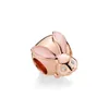 100% esterlina 925 prata bonito rosa ouro coelho charme fit pandora pulseira bracelete brilhante flor coração prega para jóias diy fazendo q0531