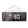 LEDデジタル時計ディスプレイミラーアラームクロックスヌーズテーブルクロックウェイクアップライト電子大型時間温度ホーム装飾211112