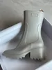 2021 نساء الكاحل الحذاء PVC Betty Rain Boots مقاومة للماء أحذية رهيبة مع سحاب للسيدات الفتيات مربعات الرأس