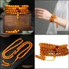 Beaded, Strands Bracelets Jewelry Old Honey Mti-Circle 108 Prayer Beads Natural Beeswax Amber Bracelet Necklace For Men And Women Drop Deliv