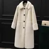 Coreano Outono e inverno Mulheres Cordeiro Lã Camisola Casaco Médio e Long Fashion Shearing Coat 211207