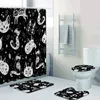 Gothic Witch's Halloween Shower Set for Bathroom Decor Cartoon Black Cat Drawing Printed Bath Curtain Mats Rugs Gift