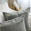 Coussin décoratif oreiller doux velours gris housse de coussin décoration de la maison bleu brodé taie d'oreiller canapé 45 287A