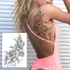 Fiore sexy Tatuaggi temporanei per le donne Body Art Painting Braccio Gambe Adesivo Realistico Falso Black Rose Acqua Impermeabile Tatuaggi