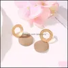 Stud Earrings sieraden Europees geometrisch ronde stuk Irregar Hollow Circle Gold Ear Drop for Women Business Ally Mode Oorring ornamenten