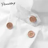 Yitimuceng Vintage Blouse Women Button Shirts Loose White Spring Fashion Clothes Turn-down Collar Single Breasted Tops 210601