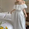Französische elegante lange weiße Kleider im Vintage-Stil, schlank, schick, Abschlussball, weiblich, lässig, Abend, Strand, Designer, koreanischer Stil 210604