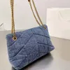 2021 Denim Jeans Umhängetasche Frauen Tote Handtasche Geldbörse Frosted Rindsleder Cowboy Umhängetaschen Gold Hardware Strap Flap Messenger Ha334Y