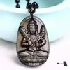 Naturalne Gold Obsydian Życie Buddha Naszyjniki Naszyjnik 12 Zodiac Lucky Amulet Naszyjniki Mężczyźni i Kobiety