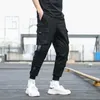 Hip Hop Harem Pantolon Erkekler Bahar Yaz Kurdela Ile İnce Punk Koşu Boys Pantolon Siyah Kargo Pantolon 2021 Artı Boyutu 5XL HIPHOP X0723