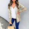 Damesjassen Dames Winter Elegant Glitter Sequin Shiny Party Jacket Herfst Mode Turn-Down Collar Tops Dames Casual Lange Mouw Cardig