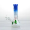 8 "Christmas Snowman Water Bong Bookah Tuyau d'eau de verre Mini tabac Bécher Bongs Bongs DAB Pièces à huile Catch-Catcher Bubbler Recycler avec boîte de bol de 14mm