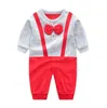 born Baby Boy Girl Romper Fall Long Sleeves Bowtie Style Bebe Clothes Little Gentle Man Infant Babe Jumpsuits 210816