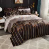 Nordic Geometryczne Plaid Gilt Duvet Cover Zestaw 240x220 King Size Zestawy pościel